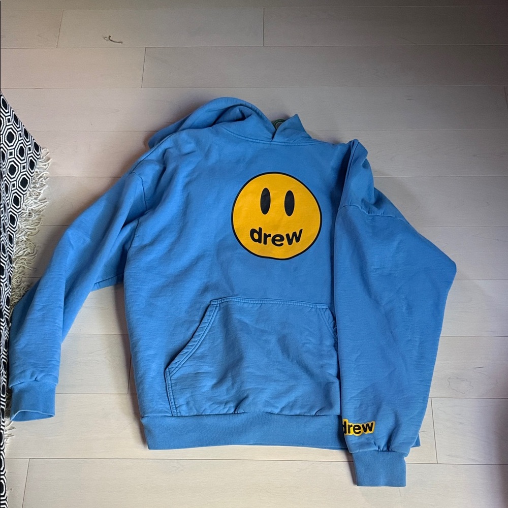 DREW Light Blue Hoodie with Yellow Smiley